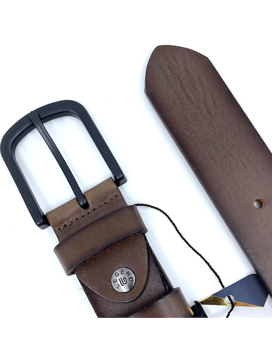 Wide Men's Belt Leather Brown L-101-A BROWN