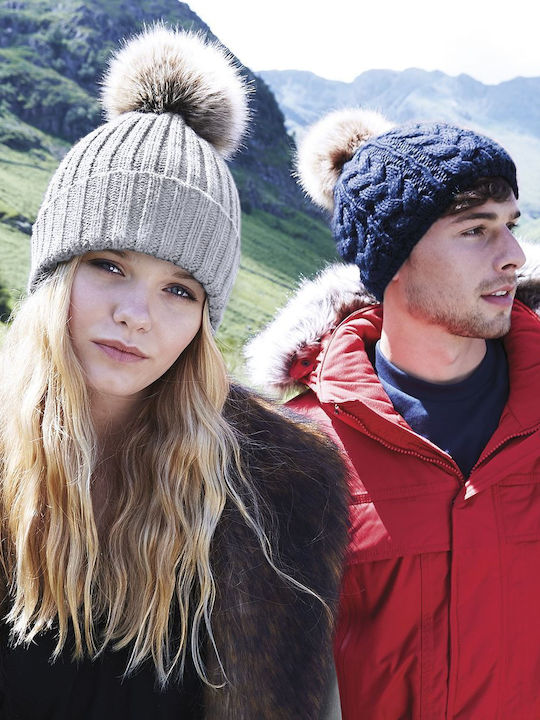 Beechfield B412 Γυναικείος Pom Pom Beanie Σκούφος Classic Red