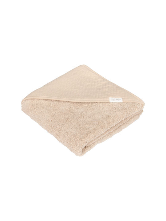 Little Dutch Βρεφική Κάπα-Μπουρνούζι με Κουκούλα Pure Beige 75x75εκ.