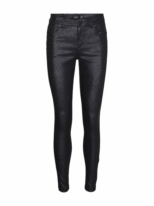 Alia Damen Stoff Hose in Enger Passform Schwarz