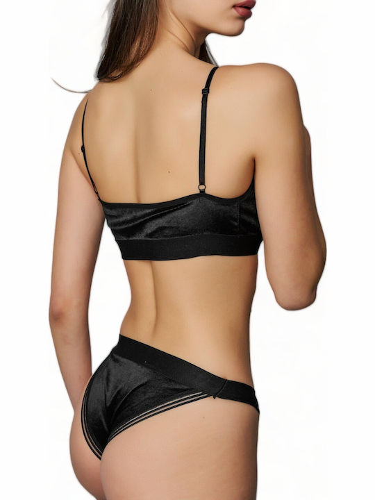 Cansoy Underwear Set with Bralette & Brazil Black Soft