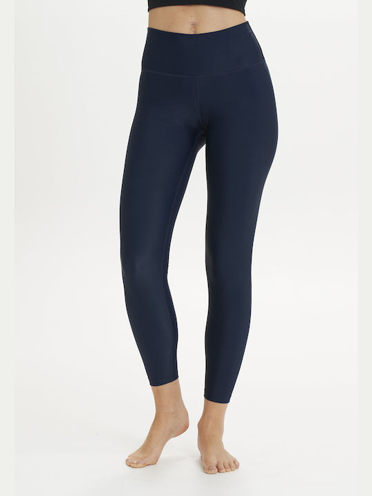 Athlecia Women's Long Training Legging Shiny & High Waisted Navy Blue