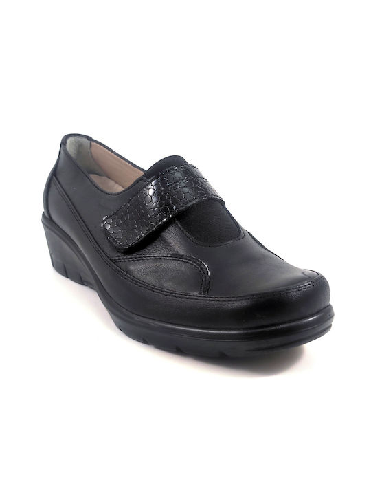 Pegabo Leder Damen Slip-Ons Schwarz