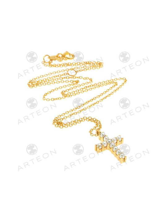 Arteon Women's Cross from Gold Plated Silver with Chain