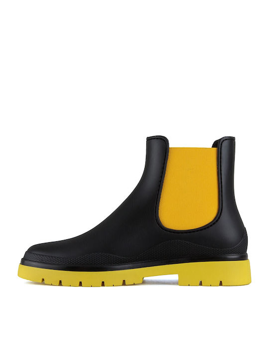 Κοντές Γυναικείες Γαλότσες Black Yellow