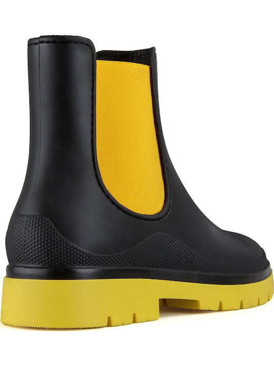 Κοντές Γυναικείες Γαλότσες Black Yellow