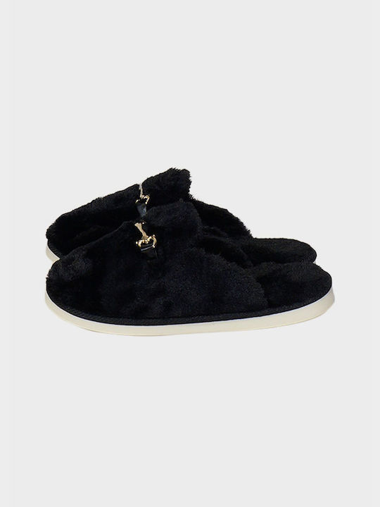 G Secret Winter Women's Slippers with fur in Black color