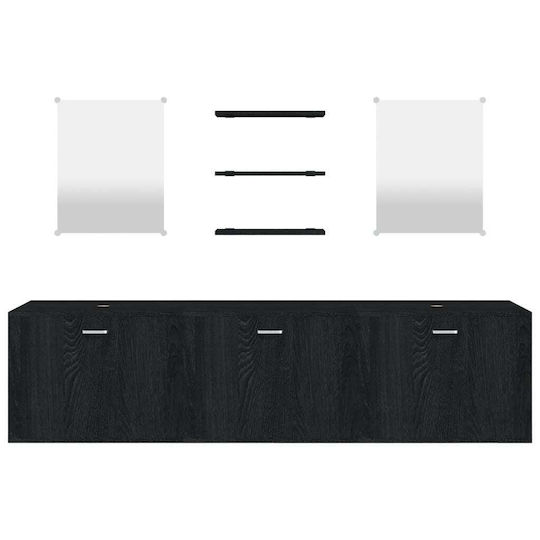 vidaXL Set de Mobilier Blat cu Lavoar & Oglindă Negru