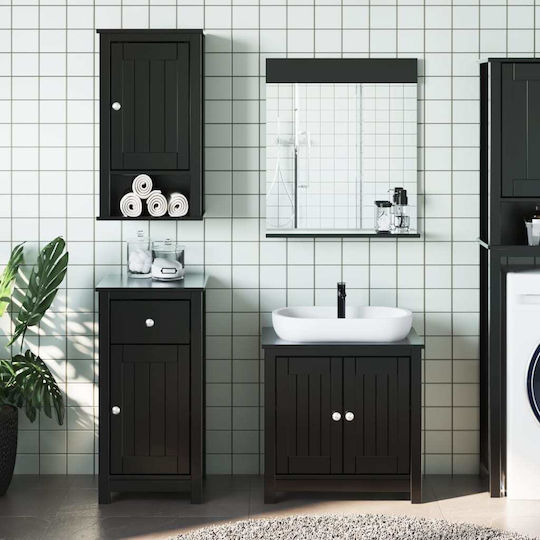 vidaXL Set Möbel Waschtisch mit Waschbecken & Spiegel Black
