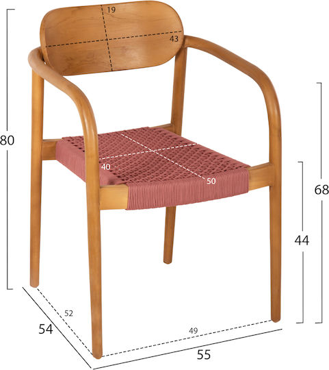Scaun De Exterior Din Lemn Roz 55x54x80cm