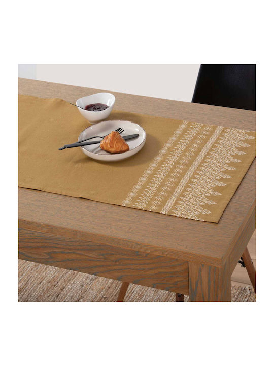 Nef-Nef Homeware Revine Cotton & Polyester Tablecloth Runner Καφέ Ανοιχτό 45x140cm