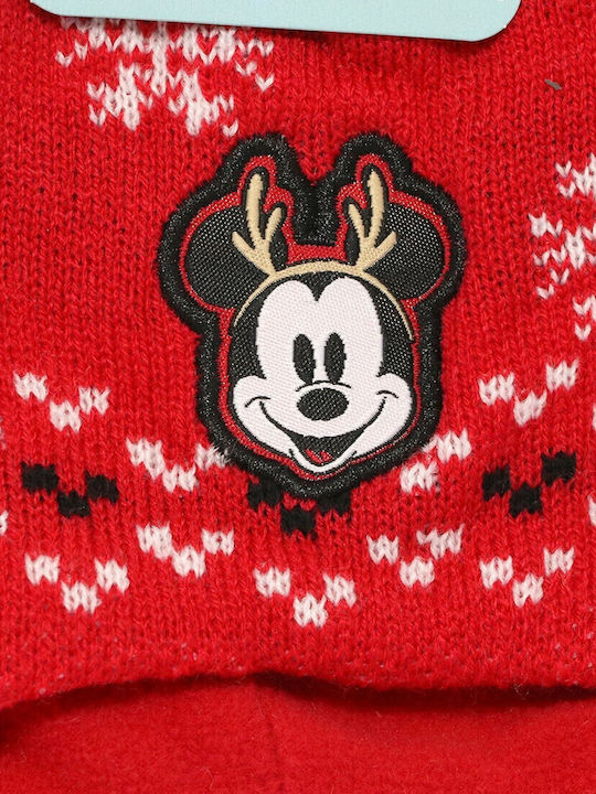 Mickey Kids Beanie Knitted Red