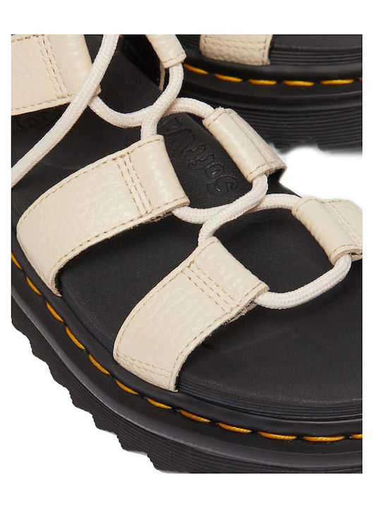 Nartilla Δερμάτινα Γυναικεία Σανδάλια Flatforms Μπεζ