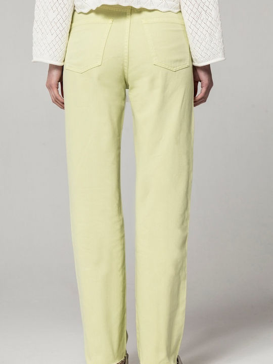 High Waist Women's Jean Trousers in Regular Fit Green