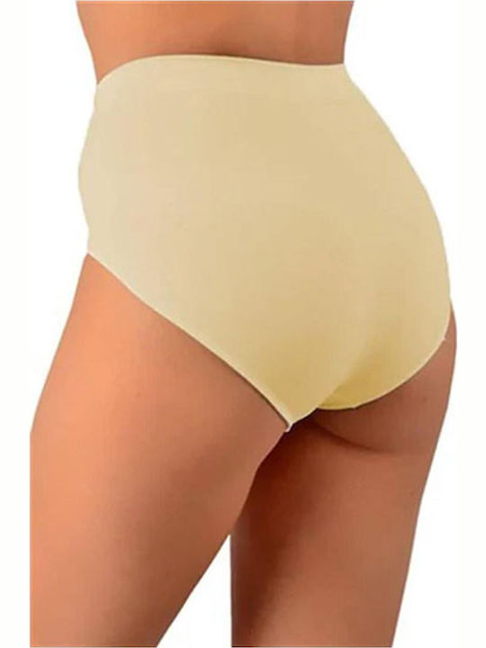 Hochtailliert Damen Slip Nahtlos Beige