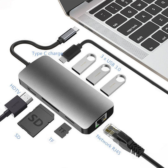 USB-C Docking Station mit HDMI 4K PD Ethernet Gray (0106)