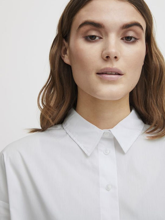 Fransa Women's Monochrome Long Sleeve Shirt Άσπρο