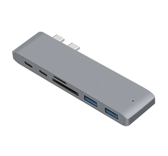 USB-C dublu Stație de andocare cu HDMI 4K PD Gri (CO2-0118)