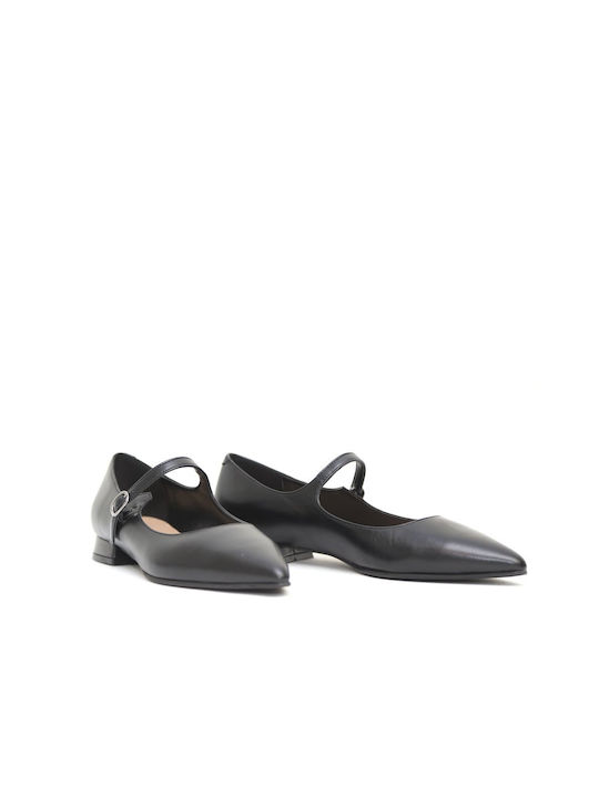 Fardoulis Lederne Damen Ballerinas Spitz zulaufend in Schwarz Farbe