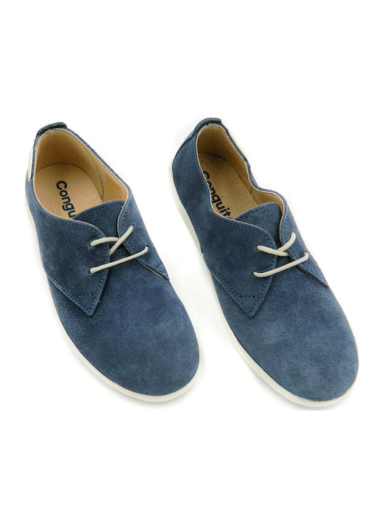 Boys Suede Moccasins with Laces Navy Blue