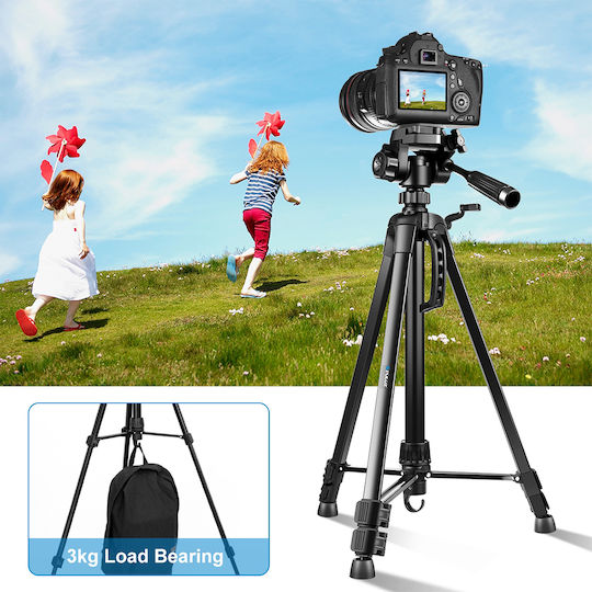 Puluz Τρίποδο Αλουμινίου με 3D Head και Phone Clamp (55cm-139cm) - Black
