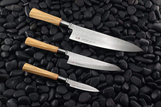 Senzo Suncraft Twisted Octagon Нож Santoku от Дамаска Стомана 16.7см