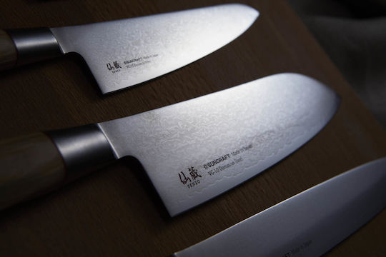 Senzo Suncraft Twisted Octagon Нож Santoku от Дамаска Стомана 16.7см