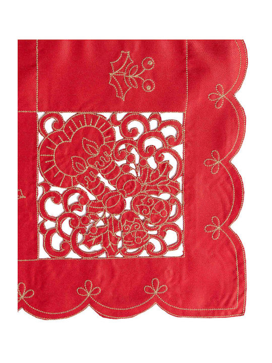 Silk Fashion Christmas Tablecloth Square Red L130xW130xH130cm.