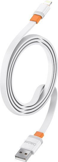 Celebrat Flat USB-A to Lightning Cable Λευκό 1m (127266)