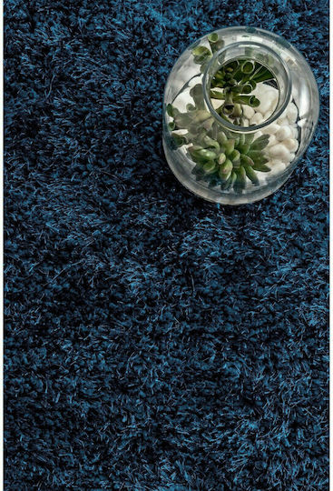 Saray Home Supreme Teppich Rechteckig Zottelig Synthetisch,Polyester/Cotton/Leather Blue
