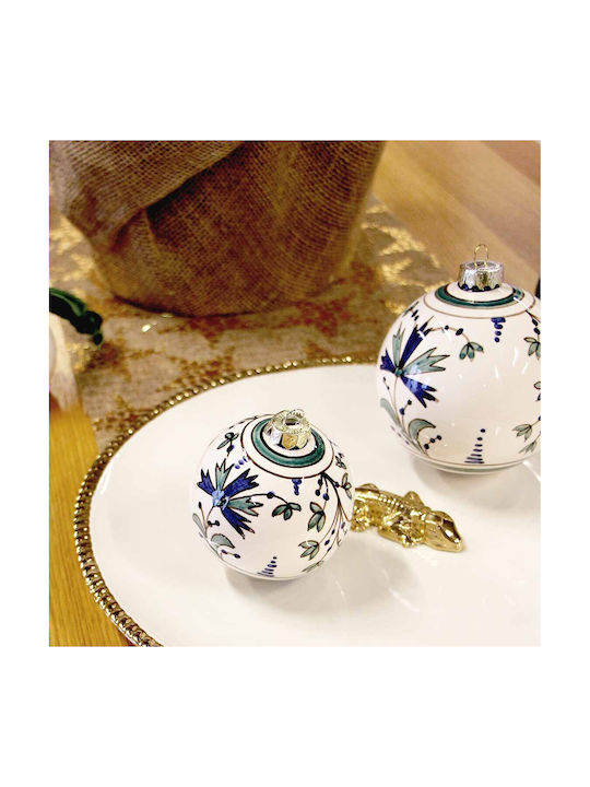 Hängendes Kugel Ornament Ornament Keramisch Weiß