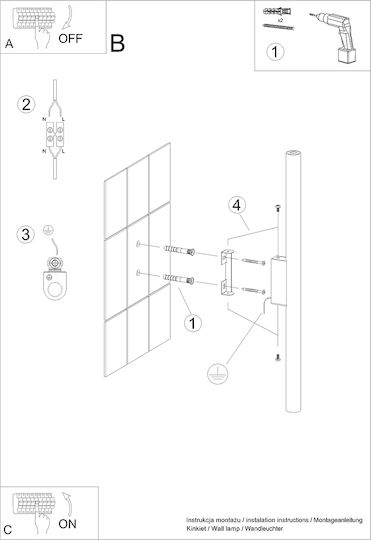 Sollux Modern Lamp Wall with Socket G9 Gold 51.5x9.5x7.5cm