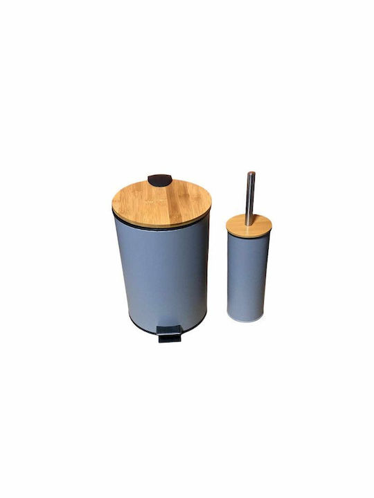 Sidirela Metallic Toilet Brush and Basket Set 7lt Gray
