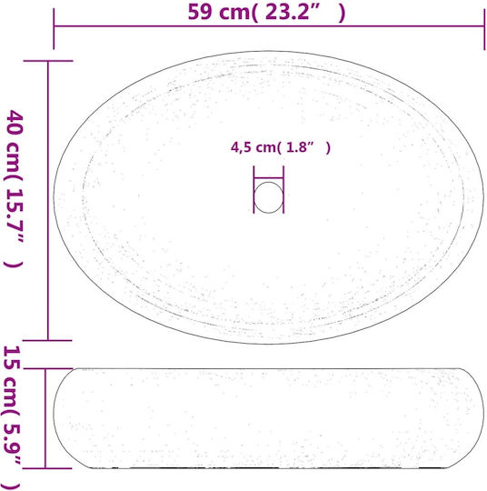 vidaXL Deasupra Blatului Chiuvetă Ceramică 59x40x15cm Cafea