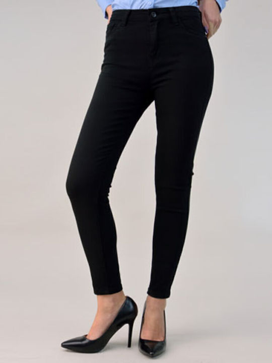 Hoch tailliert Damenjeans in Enger Passform Black