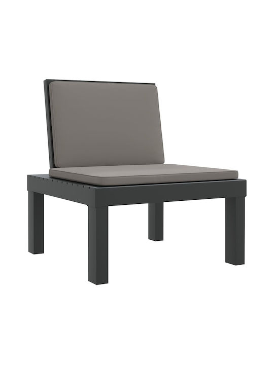 Sunbed Single Plastic with Cushion Gray 65x65x32cm.