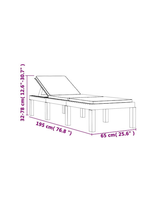 Sunbed Single Plastic with Cushion Gray 65x65x32cm.