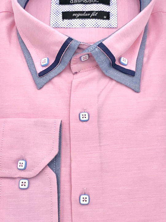 Dash&Dot Men's Shirt Long Sleeve Pink