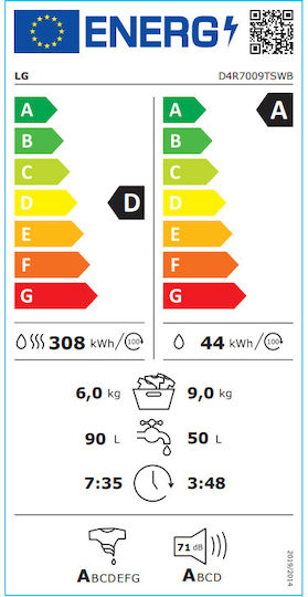 LG Washer Dryer 9kg/6kg Steam 1400 Rounds with Wi-Fi