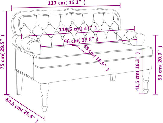 Doppelsitzer Samt Sofa Hellgrau 119,5x64,5x75cm