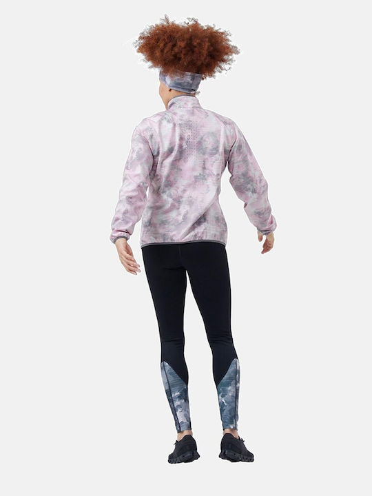 Jachetă Dama Essential Light Print Pentru Alergare Waterproof și Cu Protecție Împotriva Vântului Gri Deschis