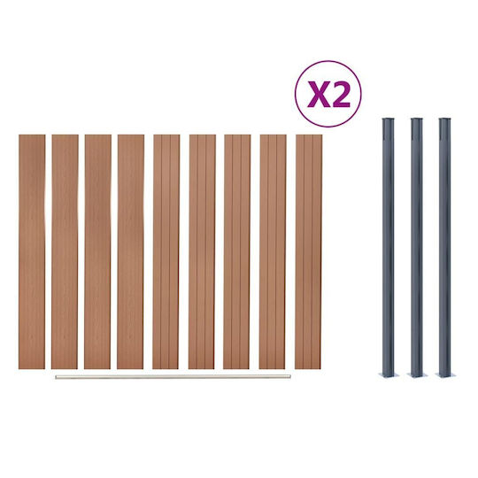 vidaXL Deck Περίφραξης Κήπου από WPC 186x353εκ. Καφέ