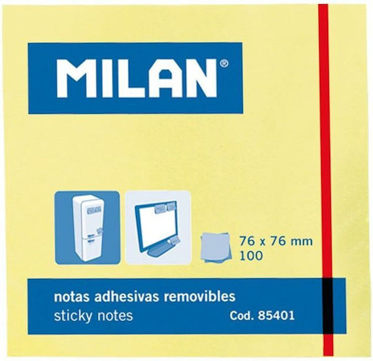Milan Αυτοκόλλητα Χαρτάκια Σημειώσεων σε Κύβο Κίτρινα 7.6x7.6εκ.