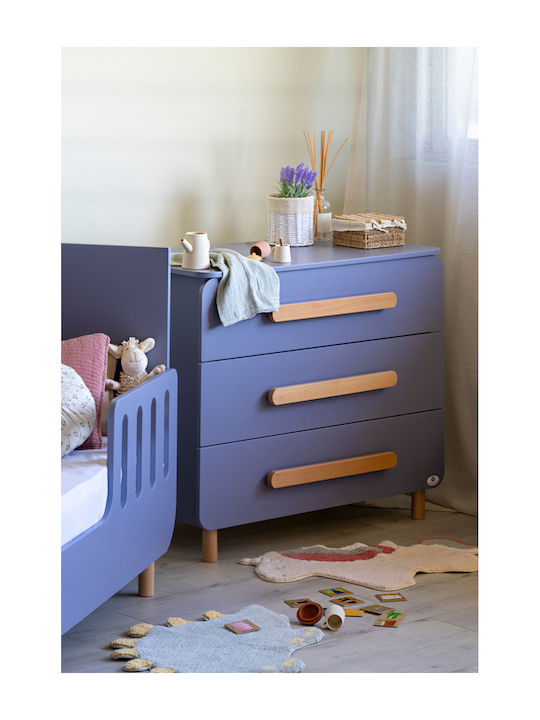 Baby Kommode mit 3 Schubladen Blau 100x52.5x90cm