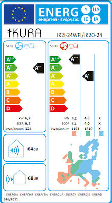 Ikura Κλιματιστικό Inverter 24000 BTU A++/A+ με WiFi