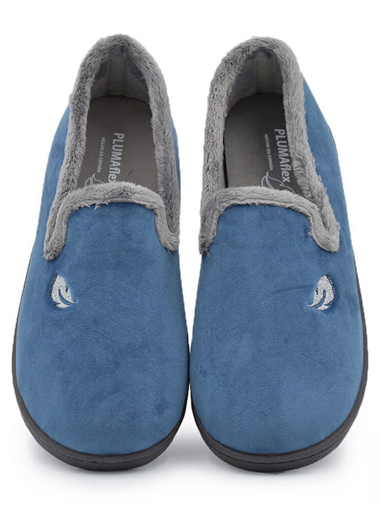 Geschlossene Damen Hausschuhe Blau