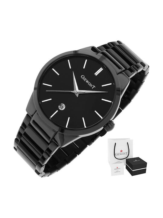 Giewont Herrenuhr Batterie mit Schwarz Metallarmband
