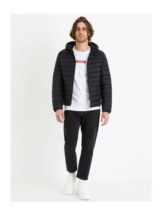 Celio Herren Winter Jacke Puffer Schwarz