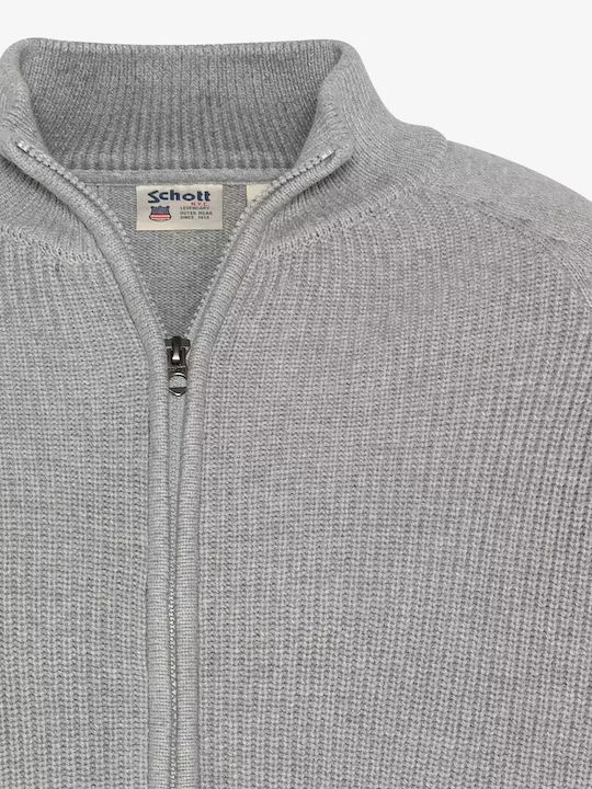 Schott Men's Cardigan with Zipper HEAT.GREY