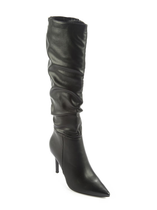 Fshoes Synthetic Leather High Heel Women's Boots with Zipper Black